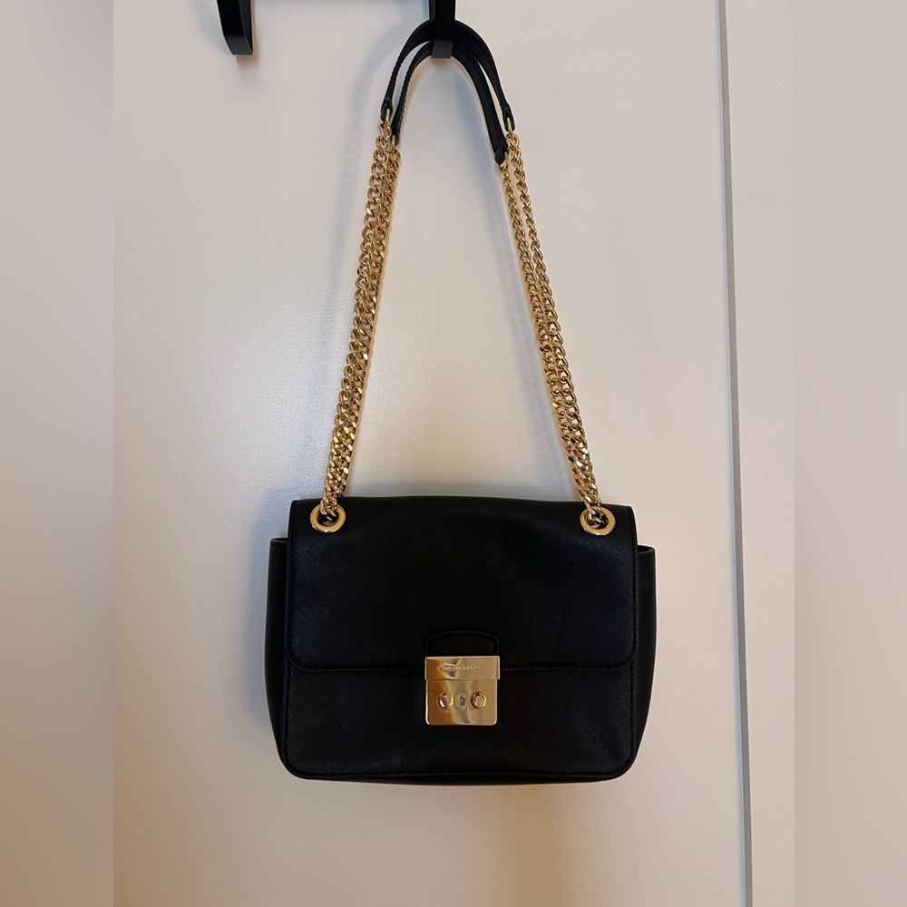 Black Leather Chain Michael kors Shoulder Bag